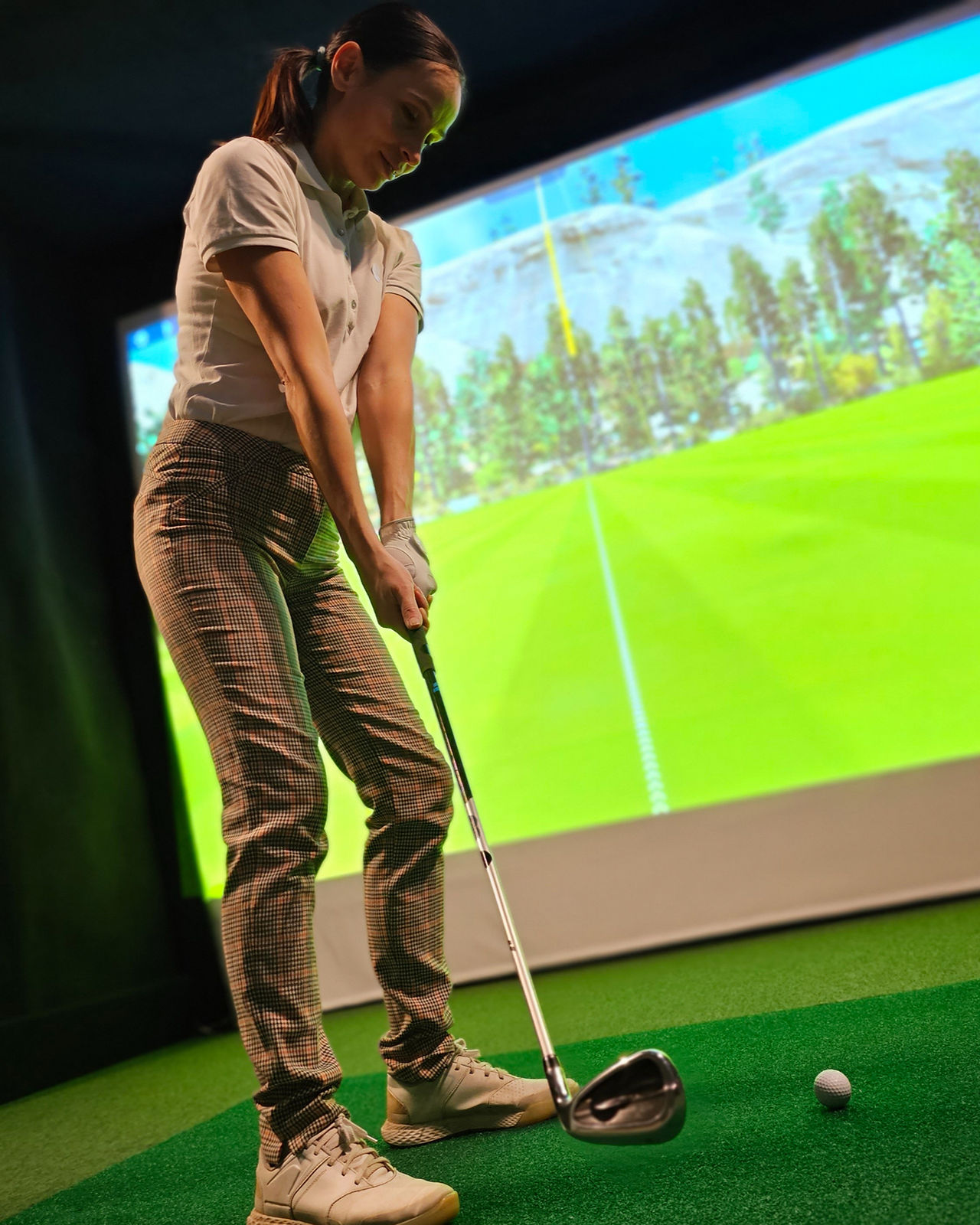 indoor golf simulator at bright flight 
